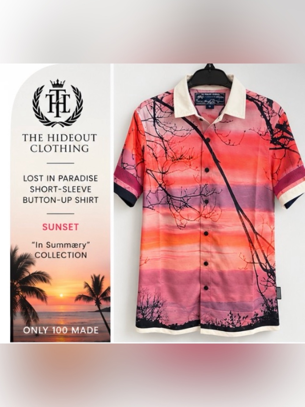 The Hideout Clothing Lost in Paradise Sunset Shirt S NWT Rare 1 of 100